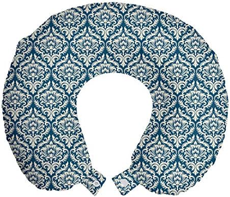  Paw Print Travel Pillow Neck Rest, Puppy Kitten Dog And Cat Themed Repetitive Pet Foot's Stains Concept, Memory Foam Traveling Accessory For Airplane And Car, 12", Grey White