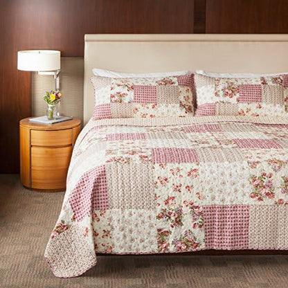  SLPR Silver Linings (2-Piece, Twin Grey Patchwork Quilt With 1 Pillow Sham): Farmhouse Twin Lightweight Bedspread, Bedding Comforter Set, Lightweight Coverlet, Country Style Gray Bedding