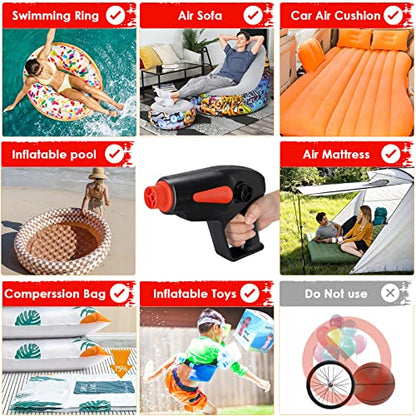  Electric Air Pump For Inflatables,Portable Air Mattress Pump With 3 Nozzles,110V AC/12V DC,Hand Held Air Pumps For Outdoor,Airbed Swimming Pool,Pool Floats Inflator Deflator