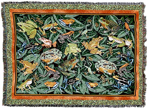  Leap Frog Blanket By Elena Vladykina - Garden Floral Gift Tapestry Throw Woven From Cotton - Made In The USA (72x54)