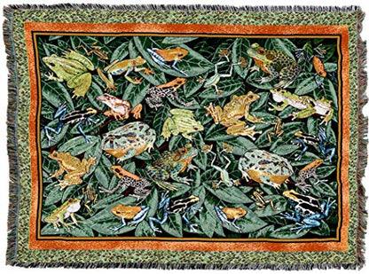  Leap Frog Blanket By Elena Vladykina - Garden Floral Gift Tapestry Throw Woven From Cotton - Made In The USA (72x54)