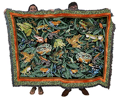  Leap Frog Blanket By Elena Vladykina - Garden Floral Gift Tapestry Throw Woven From Cotton - Made In The USA (72x54)