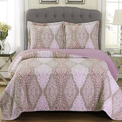  Royal Hotel Bedding Jewel Oversized Coverlet Set, Luxury Printed Design Quilt, Bedspread Set - Filled Quilts - Fits Pillow Top Mattresses - 3PC Set - King/California King Size