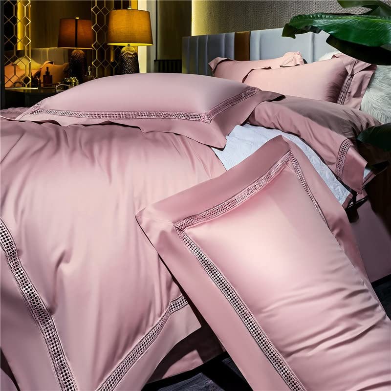  LEIGE Long Staple Cotton Hollowed Out Four-Piece Set Cotton Sateen Sheet Bed Cover Wide Brim Series (Color : D, Size : 220 * 240cm)
