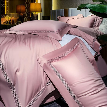  LEIGE Long Staple Cotton Hollowed Out Four-Piece Set Cotton Sateen Sheet Bed Cover Wide Brim Series (Color : D, Size : 220 * 240cm)