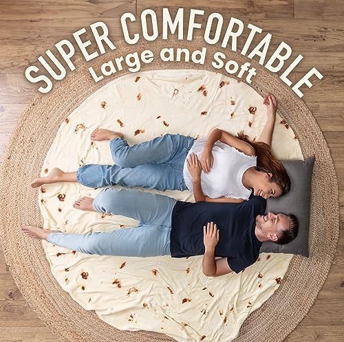  Zulay (60-80 Inches) Giant Double Sided Tortilla Blanket - Novelty Big Tortilla Blanket For Adult And Kids - Premium Soft Flannel Round Tortilla Blanket For Indoors, Outdoors, Travel, Home And More