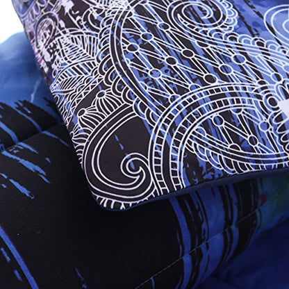  NTBED Bohemian Elephant Comforter Set Queen 3-Pieces Microfiber Exotic Printed Bedding Boho Mandala Printed Quilt Sets, Multi