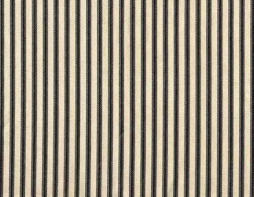  To Custom Linens Gathered Bedskirt In French Country Black Ticking (18" Drop, King)