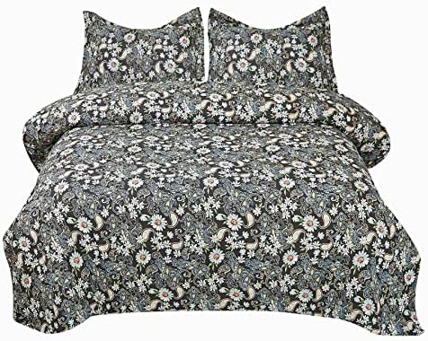  JSD 3 Piece Blush Floral Duvet Cover Set Queen, Soft Botanical Printed Microfiber Comforter Cover Zipper Closure Corner Ties