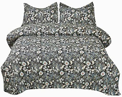  3 Pcs Blush Pink Floral Duvet Cover Set King Size, Soft Botanical Printed Microfiber Comforter Cover Zipper Closure Corner Ties