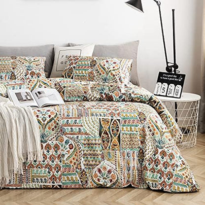  YuHeGuoJi Brown Plaid Duvet Cover Queen 100% Cotton White Gingham Duvet Cover 3 Pcs Set 1 Geometric Checkered Duvet Cover With Zipper Ties 2 Pillowcases Neutral Modern Gingham Grid Bedding Set Soft