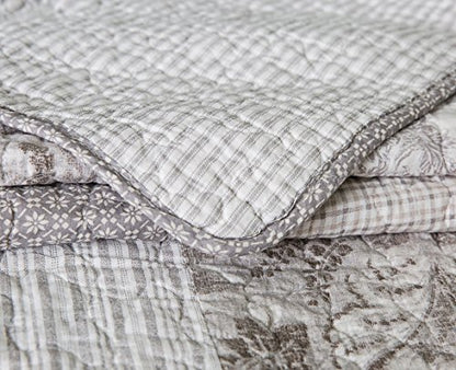  SLPR Silver Linings (2-Piece, Twin Grey Patchwork Quilt With 1 Pillow Sham): Farmhouse Twin Lightweight Bedspread, Bedding Comforter Set, Lightweight Coverlet, Country Style Gray Bedding
