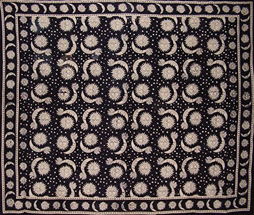 Unknown Celestial Print Tapestry Cotton Bedspread 108" X 88" Full-Queen Black