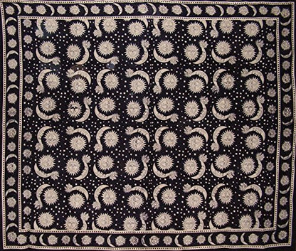 Unknown Celestial Print Tapestry Cotton Bedspread 108" X 88" Full-Queen Black