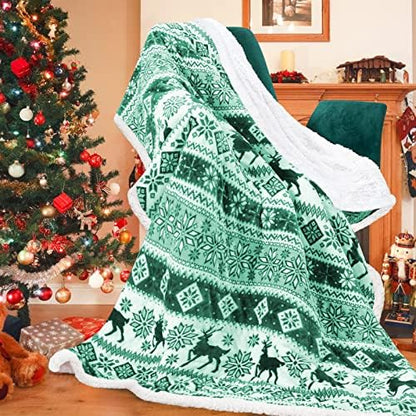  Sherpa Christmas Throw Blanket For Adults, Fleece Flannel Holiday Blankets And Throws, Cozy Warm Fuzzy Fluffy Soft Throw Blankets For Couch Bed, Gifts For Women Men & Kids(51" X 63", Red)