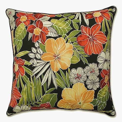  Pillow Perfect Tropic Floral Outdoor Throw Accent Pillow, Plush Fill, Weather, And Fade Resistant, Small Lumbar - 11.5" X 18.5", Blue/Green Botanical Glow, 2 Count