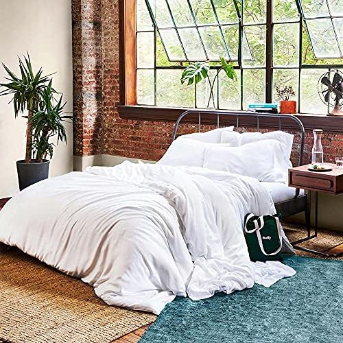  100% Eucalyptus Lyocell Duvet Cover With Corner Ties - Protects And Covers Your Comforter/Duvet Insert, Silky Soft, Cool-to-The-Touch, Naturally-Dyed (White, Full/Queen)