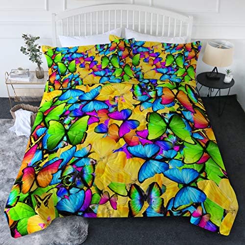  BlessLiving Fall Color Leaf Comforter Set Queen Set 3 Piece Maple Bedding Sets With Orange Comforter Autumn Leaves Bedspread 3D Nature Art Quilted Set, Soft Lightweight Full/Queen Bed Set
