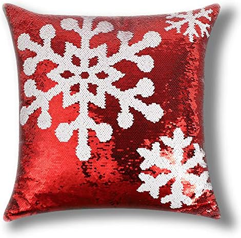  OTOSTAR Christmas Sequin Throw Pillow Covers 18x18 Inch Sparkle Decorative Pillowcases Magic Red Cushion Cover For Party Christmas Couch In-Outdoor Home Decor (Merry Christmas 5 Packs)