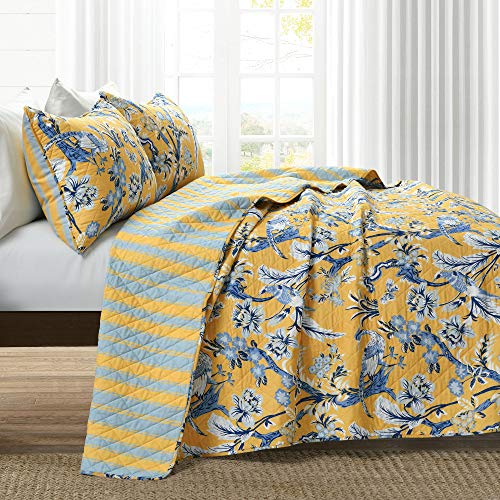 Lush Decor Yellow Dolores 3-Piece Quilt Set, Reversible Bedding (King)