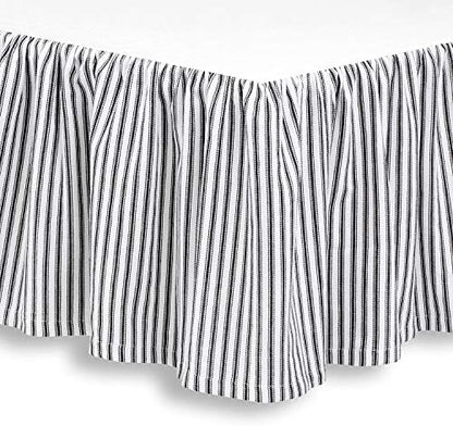  Black And White Ticking Stripe Woven Cotton Bedskirt 16 Inch Drop, Queen (60 X 80 Inches)