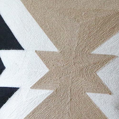  Black White Coffee Aztec Embroidery Throw Pillow Cover,Boho Tribal Geometric Pillowcase, Modern Farmhouse Brown Cushion Case For Couch Sofa Bed, 20"x20"