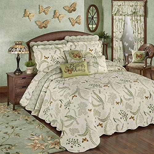  Of Class Butterfly Eden Embroidered Butterfly Kisses On Moss Green Rectangle Pillow 14 X 20 Inches