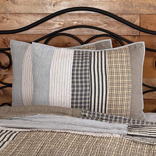  Ashmont Ticking Striped Cotton Farmhouse King Bedding Accessory, Pillowcase Set 21x40, Charcoal Grey