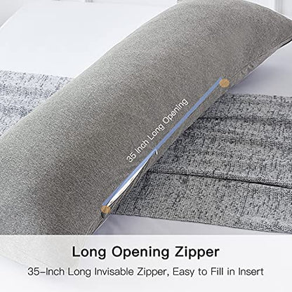  Body Pillow Cover Case 20x54 Inch, Soft Cotton Long Pillowcase With Zipper, Jersey, 20x54 Inch, Light Grey