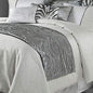  HiEnd Accents Celeste Silver Velvet Modern Glam Bed Runner Scarf, Wave Embroidery